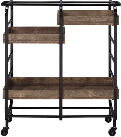 Vorrik Serving Cart, Black & Walnut 98410