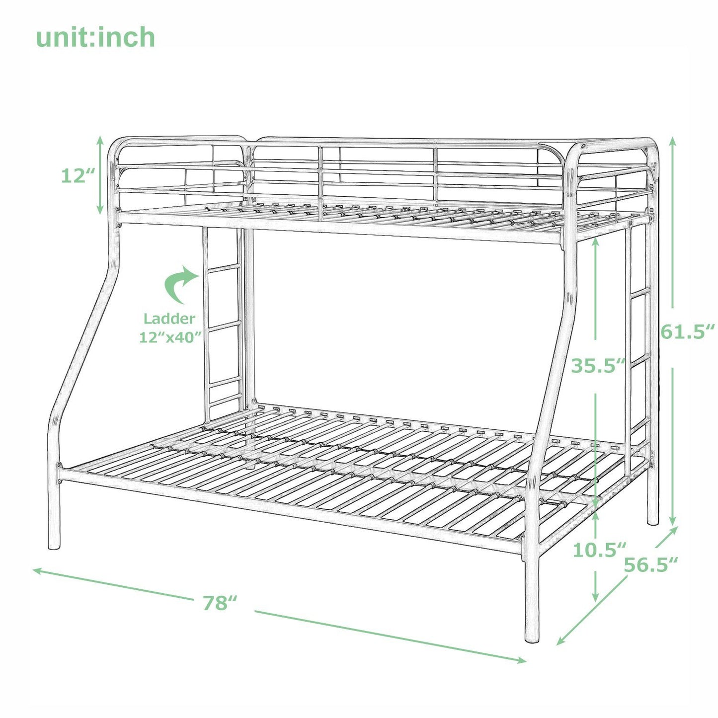 Twin Over Full Metal Bunk Bed